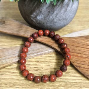 Pulsera elástica de Jaspe Rojo Natural 8 mm